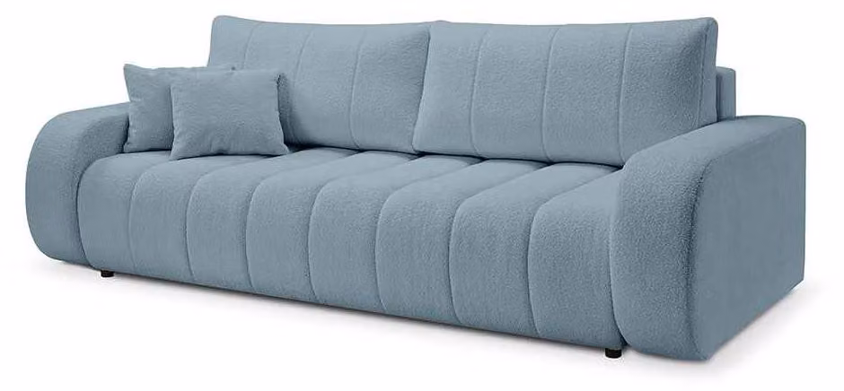 Divano angolare con funzione letto, modello Baloa, colore grigio-blu