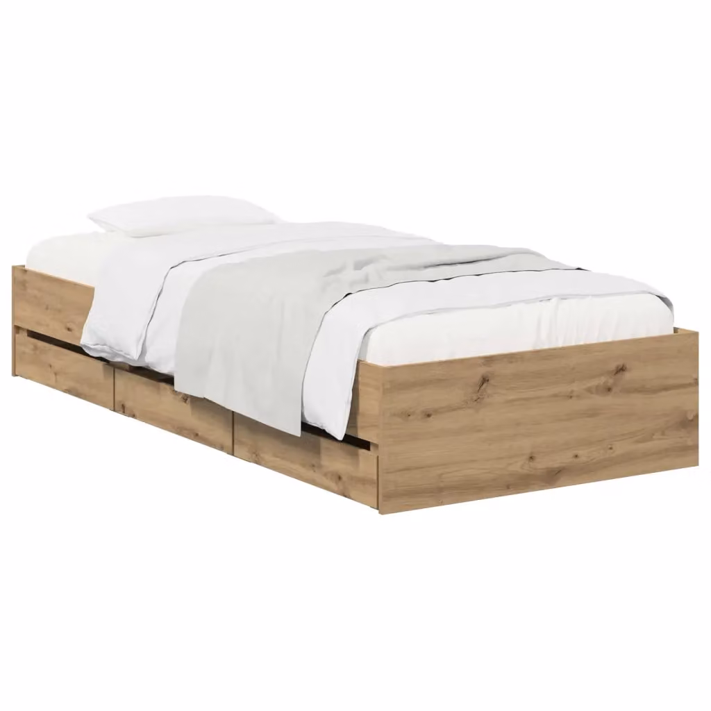 Letto moderno con contenitore vidaXL in legno marrone L: 90 cm, P: 200 cm, H: 33-140 cm – 2