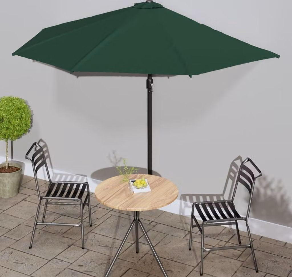 Maison Exclusive - Ombrellone da balcone con palo in alluminio, verde, 300x155 cm, semicircolare