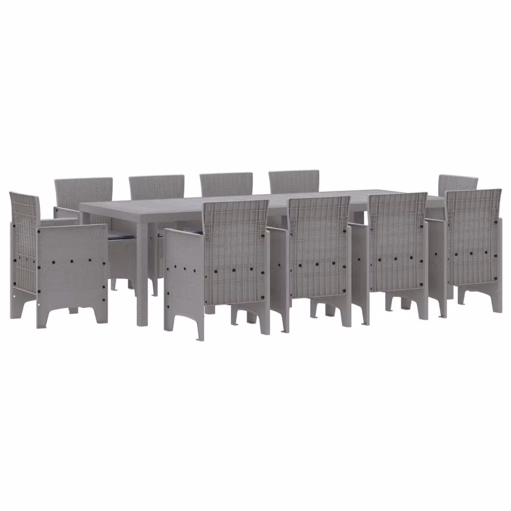 vidaXL Set da Pranzo per Giardino e Terrazzo 11 pz in Polyrattan Grigio – 2