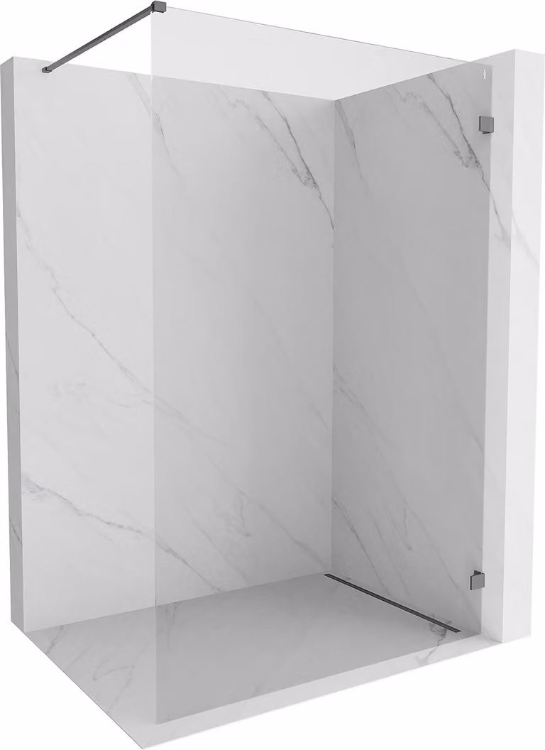 Mexen Lunar parete doccia Walk-in destra 80 x 200 cm, trasparente 8 mm, gun metal - 830-080-000-95-00-P