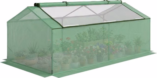 Serra a 2 livelli Outsunny con finestre arrotolabili e copertura in PE verde per balcone e giardino, L 180 x P 90 x H 70 cm