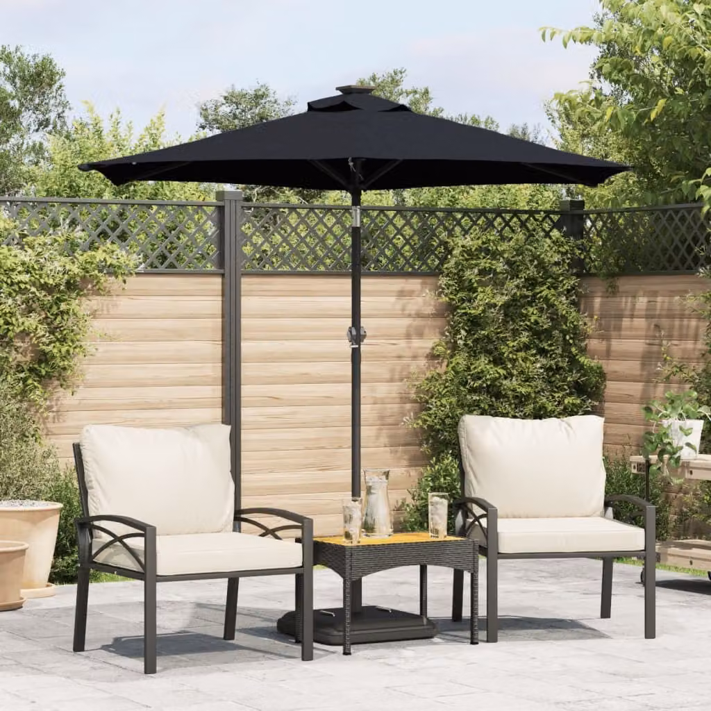 Maison Exclusive - Ombrellone con palo in acciaio, colore nero, dimensioni 225x225x212 cm