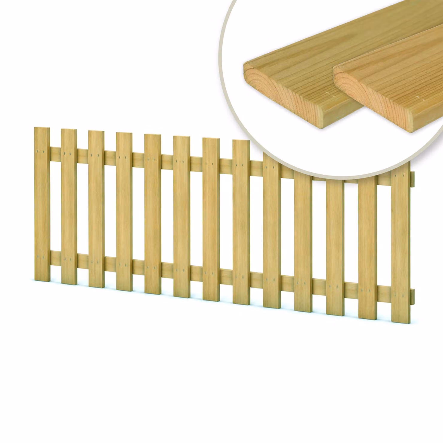 Pacchetto legno per recinzione da giardino Recinzione a doghe incl. viti Larghezza 180 cm Pino impregnato Tipo F Altezza 150 cm