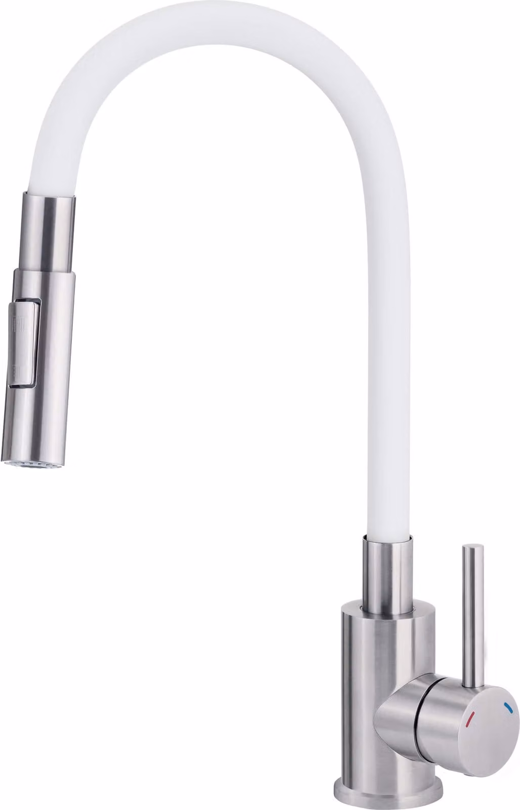 Kitchen faucet with bent spout - 2 types of spray