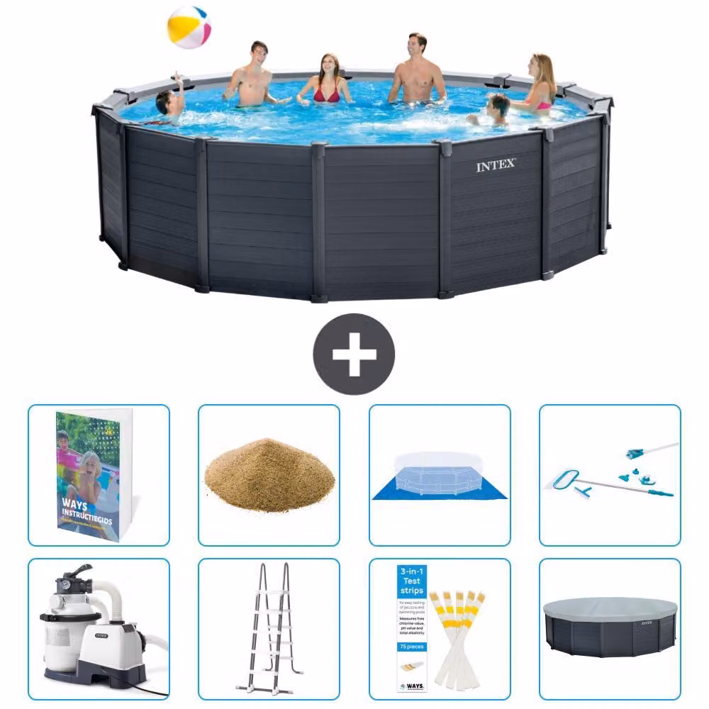 Pannello per piscina in grafite, modello Rund - 478x124 cm - composto da 7 elementi, serie S580