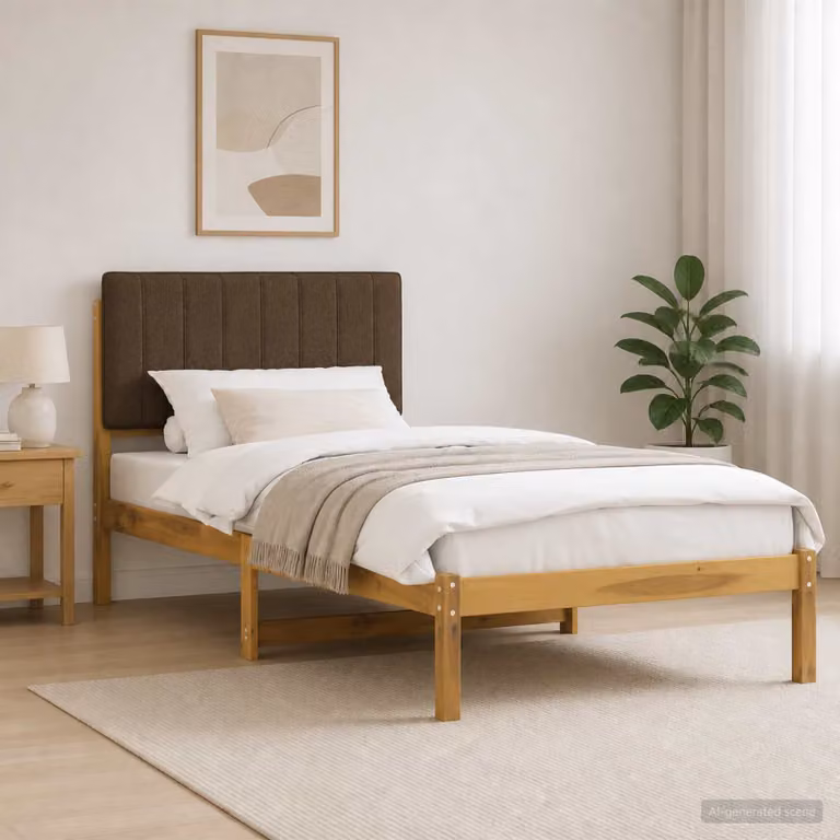 vidaXL Letto con Testiera Rivestita Bianco lavato e taupe 90 x 200 cm