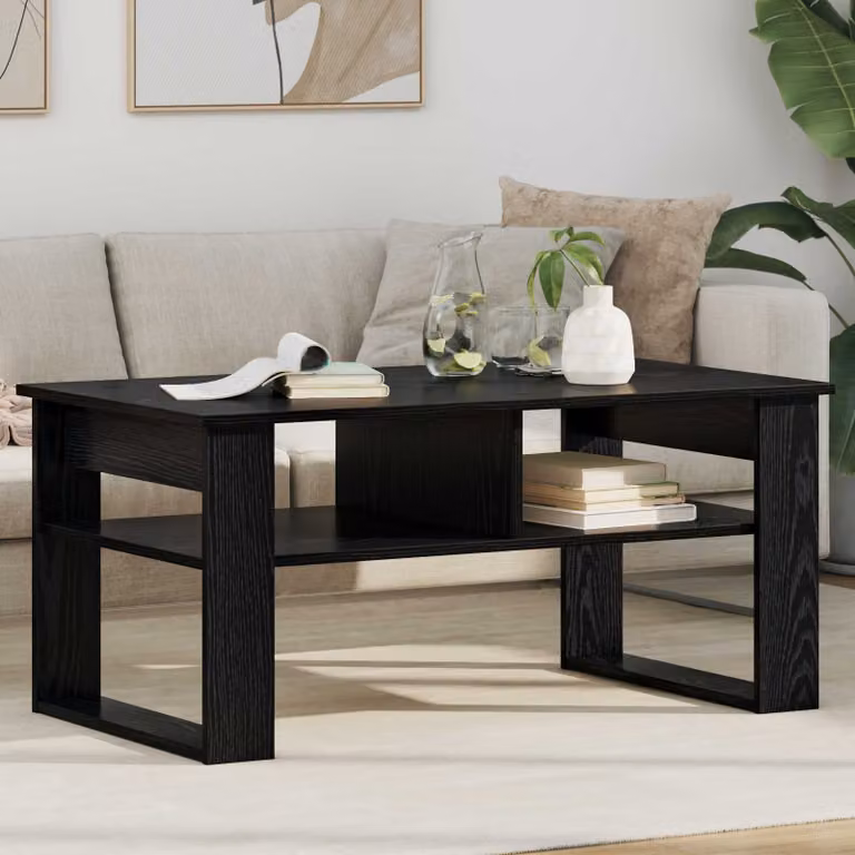 vidaXL Tavolino da salotto moderno in legno nero L: 96 cm, P: 54 cm, H: 44 cm