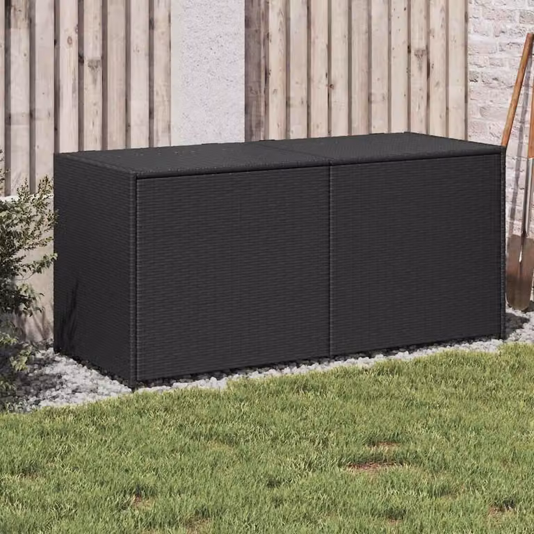 Contenitore da giardino vidaXL in polyrattan nero con capacità 283L, L: 120,0 cm, P: 50,0 cm, H: 56,0 cm