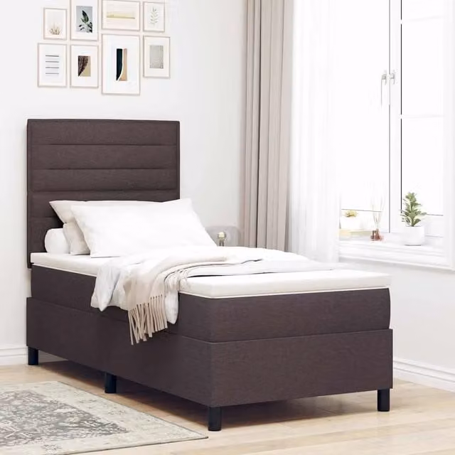 Letto con materasso a molle vidaXL in tessuto marrone L/P: 100 x 200 cm – 1