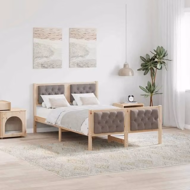 Struttura letto Talpa vidaXL in pino massello beige o grigio L/P/H: 120 x 200 cm