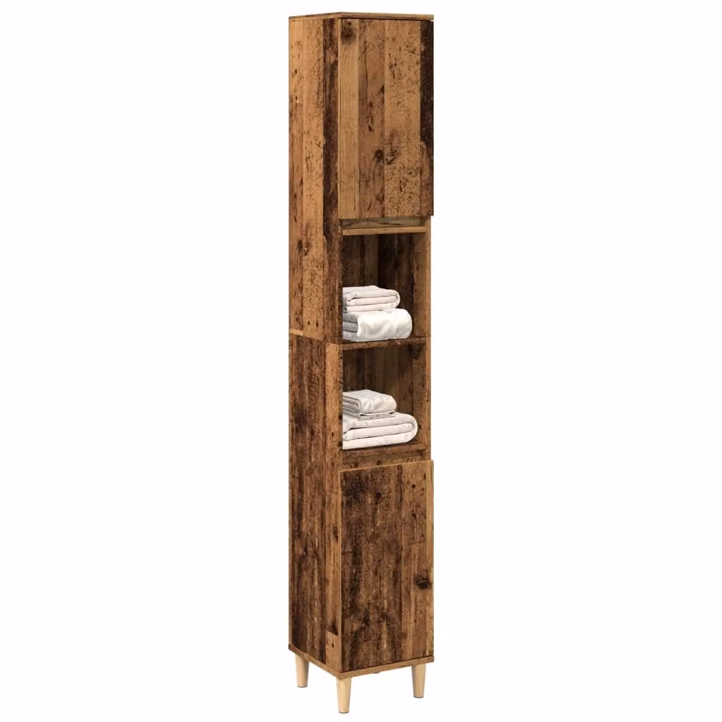 Armadietto da bagno moderno vidaXL in legno marrone con ante a battente e ripiani interni, sospeso, L/P/H: 30 x 30 x 190 cm
