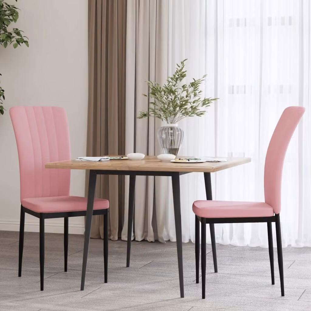 The Living Store Sedie da pranzo 2 pz. Velluto rosa