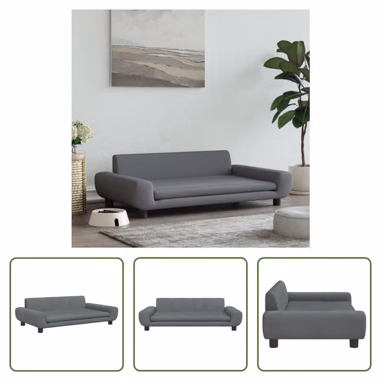 Letto per cani The Living Store in velluto grigio scuro 100x54x33 cm