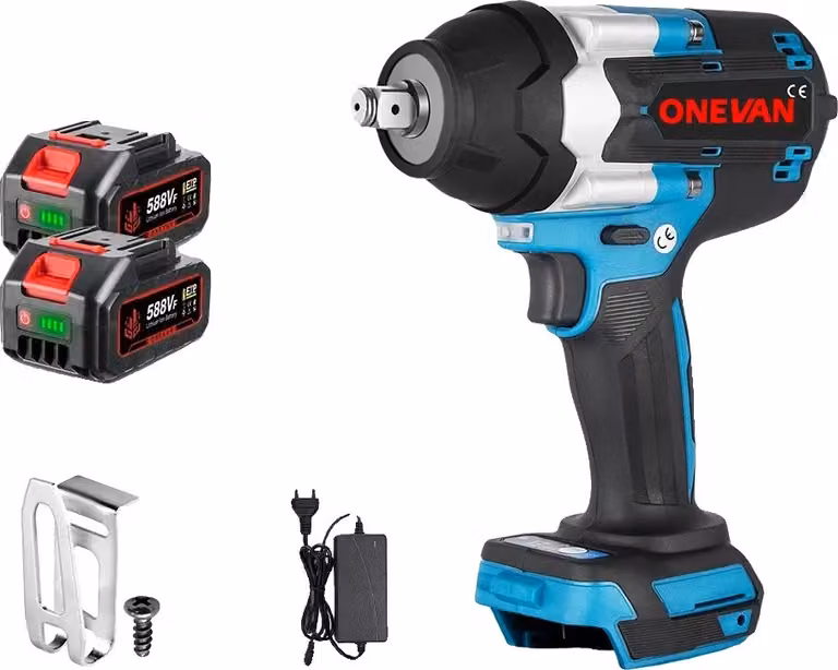 Avvitatore a impulsi elettrico senza spazzole, coppia 1800Nm, velocità 7200 giri/min, 2 batterie1caricatore