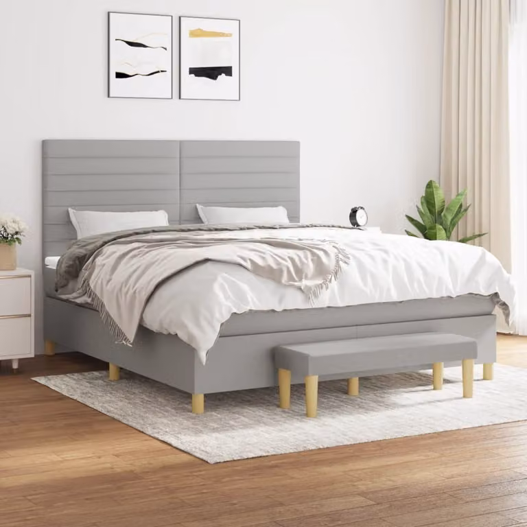 Maison Exclusive - Giroletto a Molle con Materasso Grigio Chiaro160x200 cm Tessuto