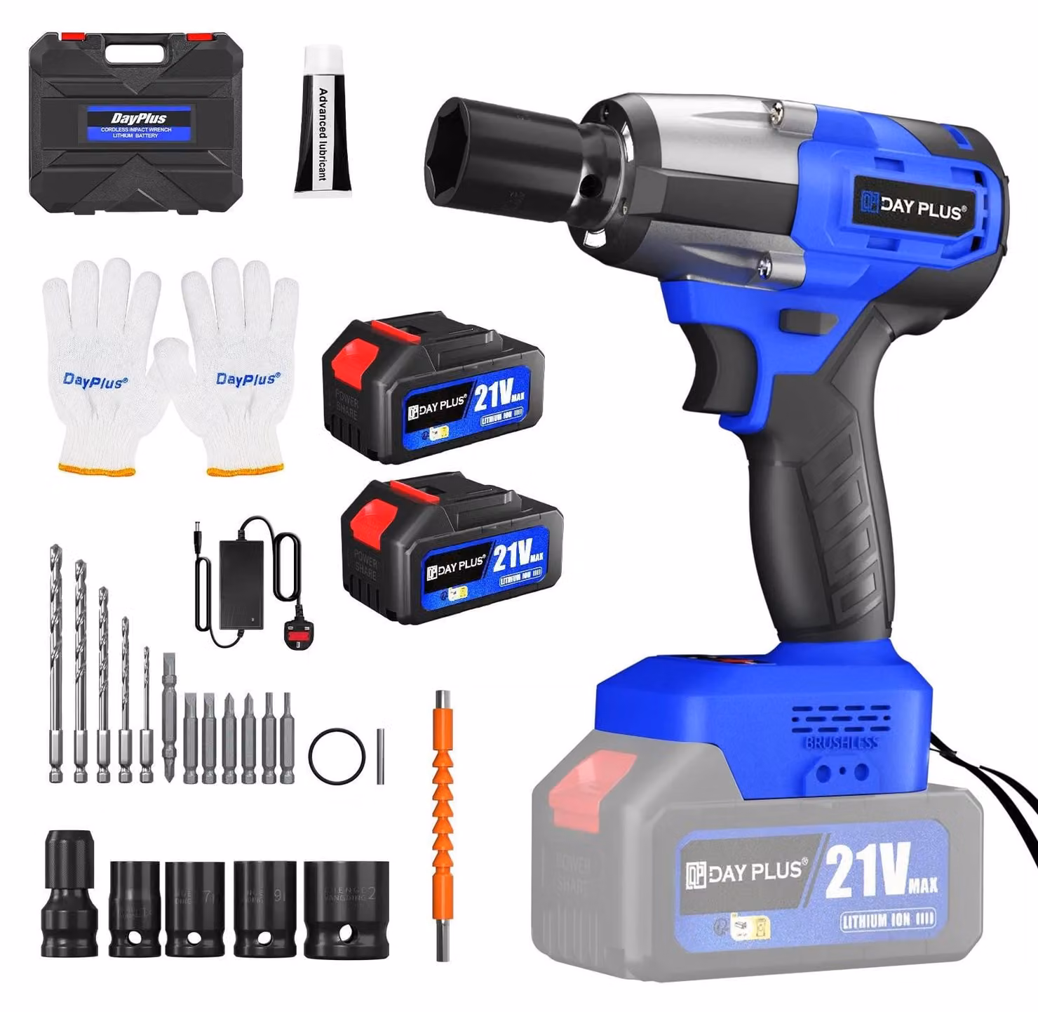Avvitatore a impulsi - Batteria - Attacco quadrato da 1,27 cm - 450 Nm - 2 batterie da 6000 mAh - 2 velocità 0–3200 giri/min - 0–2900 colpi/min - Motore brushless