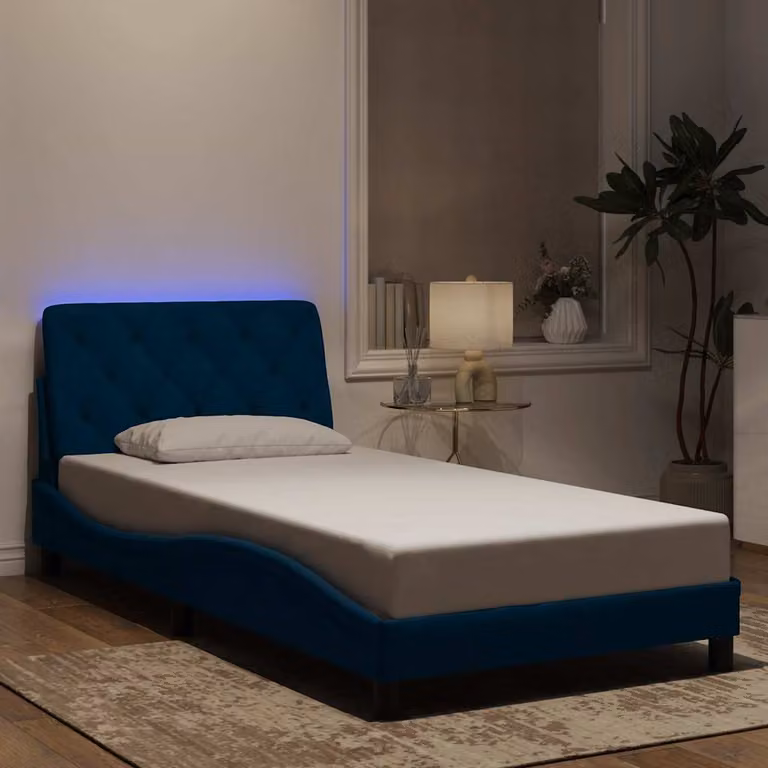 Giroletto vidaXL in Velluto Blu con Illuminazione LED e Porta USB, L: 100 cm, P: 200 cm