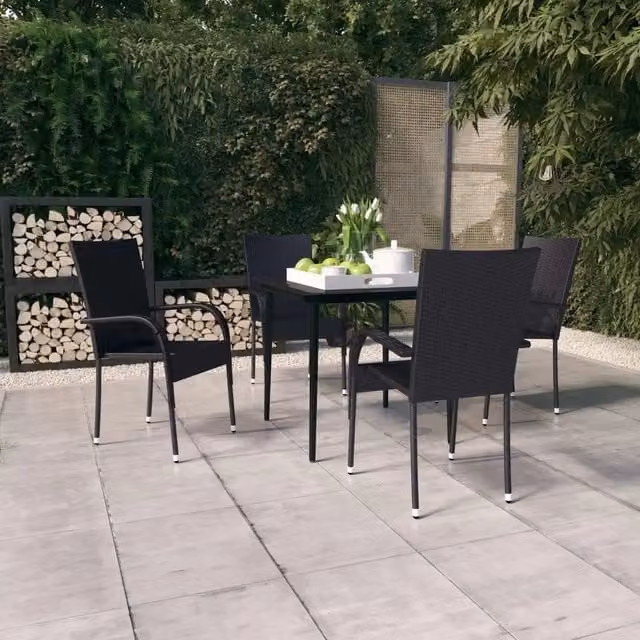 Set da Pranzo da Giardino 5 pz Nero 3099396