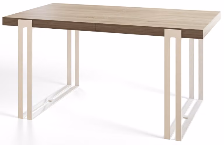 Tavolo da pranzo rettangolare allungabile rosa, tavolo da soggiorno moderno 140-240 x 80 x 77 cm, finitura Sonoma con gambe in metallo bianco