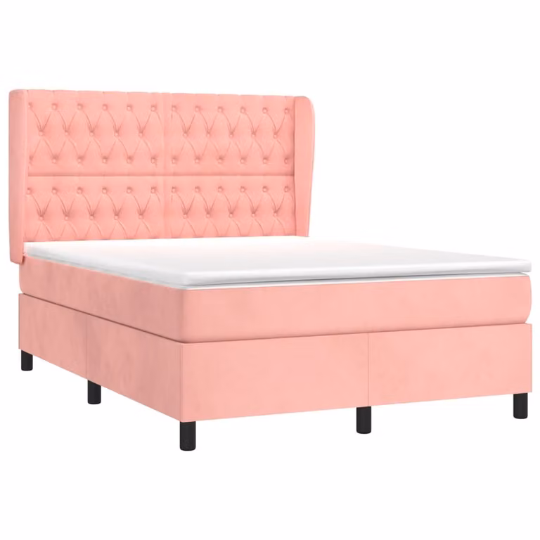 Giroletto a Molle con Materasso Rosa 140x190 cm in Velluto