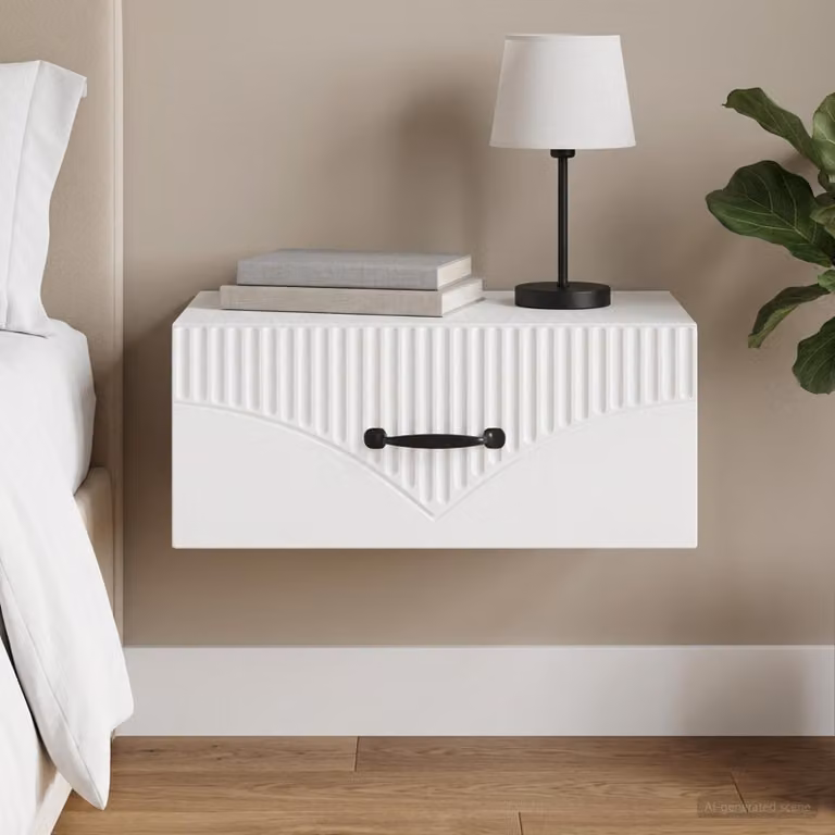 vidaXL Mobiletto da notte sospeso con cassetto Bianco L 49 cm, P 34,5 cm, H 20 cm
