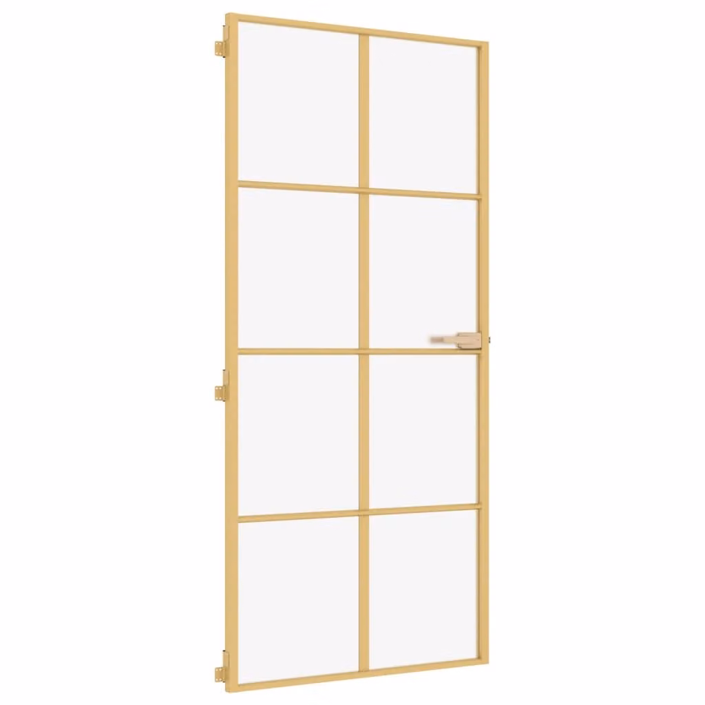 Porta Interni Sottile Oro 93x201,5cm Vetro Temperato Alluminio