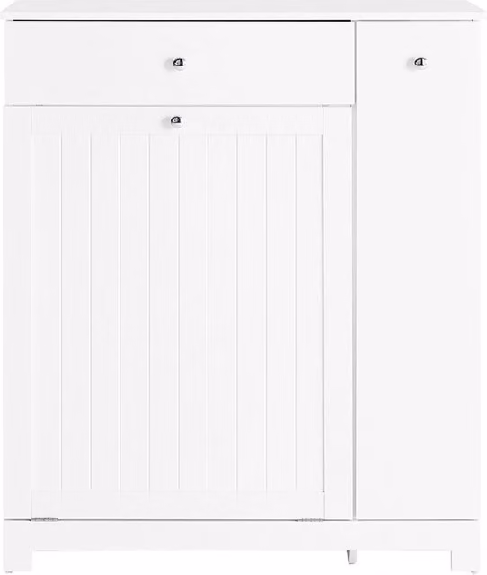 SoBuy Mobiletto Salvaspazio per Bagno Bianco con 1 Cassetto, 2 Cesti e Ripiano Estraibile, L/P/H: 78 x 38 x 90 cm