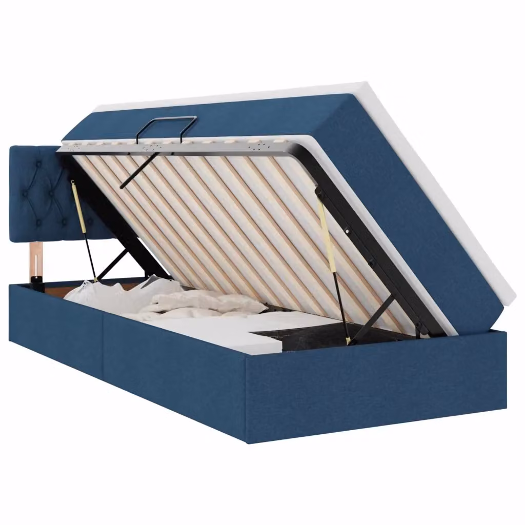 Letto con contenitore e materasso vidaXL in velluto blu, L 100 x P 200 cm – 2