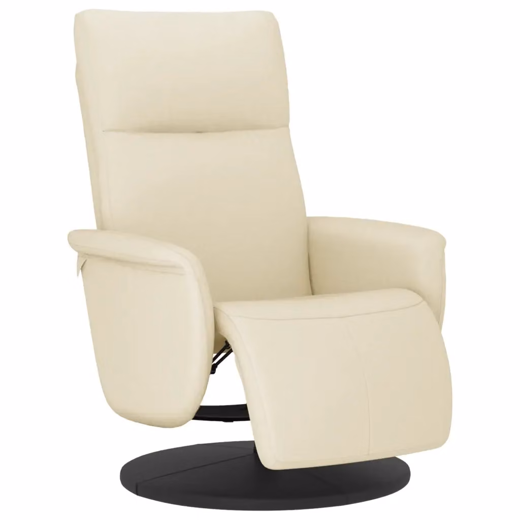 Poltrona Reclinabile con Poggiapiedi vidaXL in Similpelle Beige con Sedia Girevole 360 Gradi e Regolazione Manuale – 2