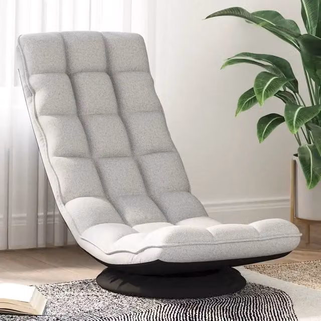 Sedia relax girevole vidaXL in tessuto grigio con struttura in metallo L: 70 cm, P: 51 cm, H: 79 cm – 1