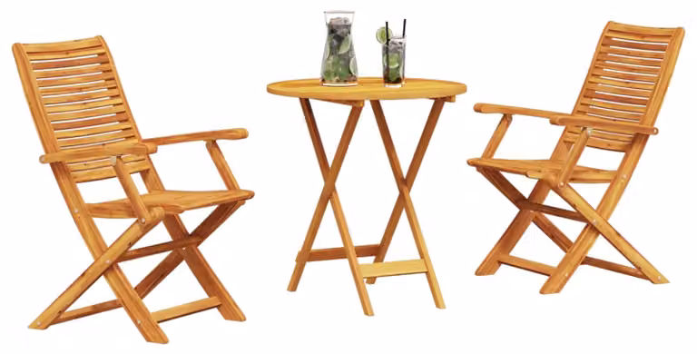 Set Bistro Pieghevole 3 pcs Marrone Legno di Acacia Massello