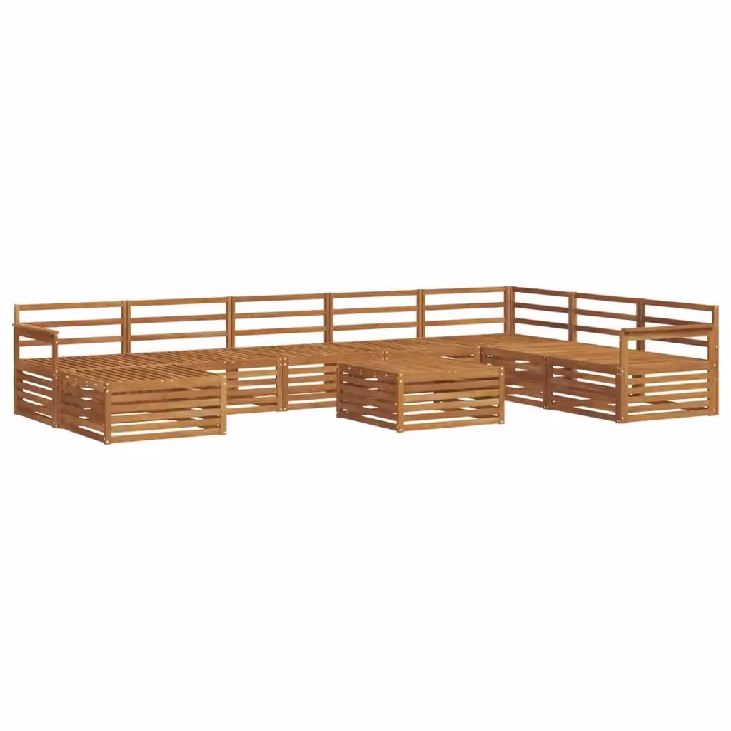 Set di divani da esterno a forma di U vidaXL in legno di acacia massello marrone con cuscini inclusi – 2