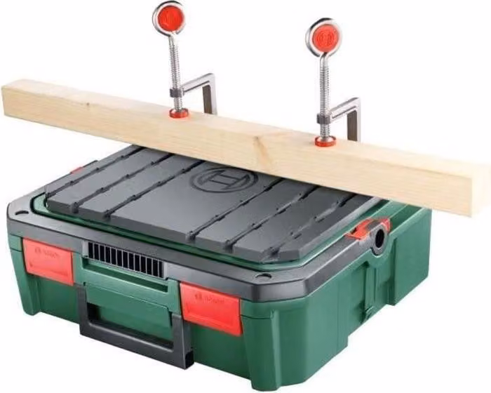 BOSCH SystemBox Contenitore di stoccaggio taglia S + banco da lavoro, acciaio, larghezza 60 cm, altezza 90 cm, lunghezza 90 cm, verde