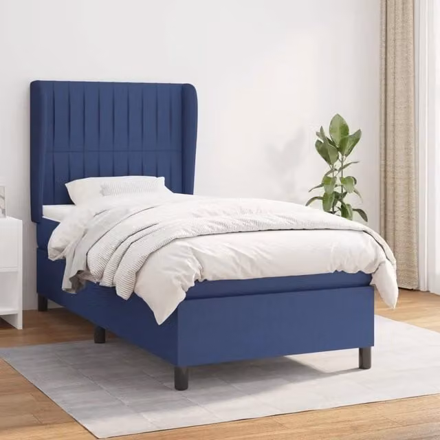 Letto con Giroletto a Molle e Materasso Ibrido vidaXL, Colore Blu e Bianco, L/P/H: 80 x 200 x 40 cm