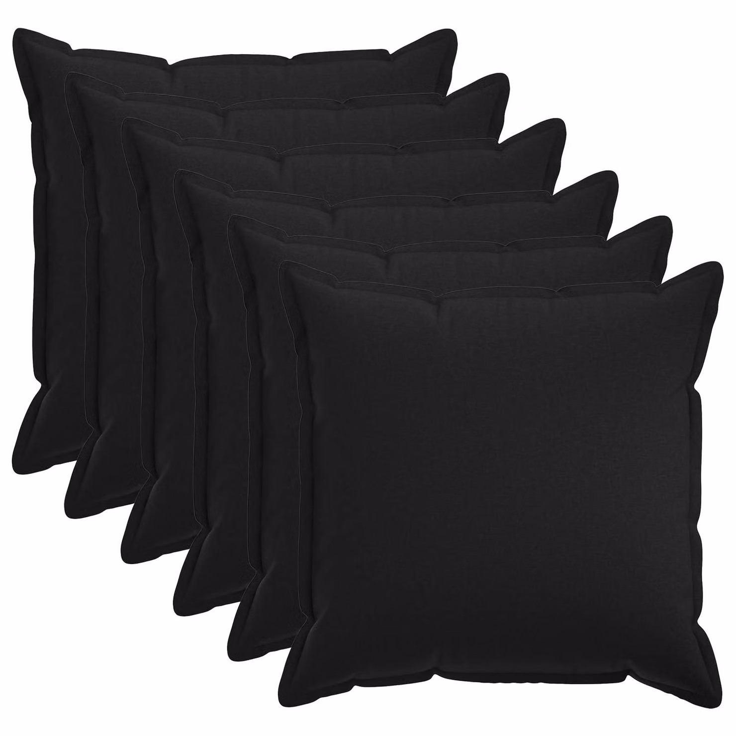 Set di 6 federe HOUTEN vidaXL nere in poliestere, 80 x 80 cm