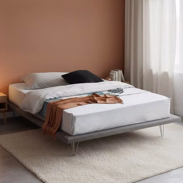 Letto matrimoniale Pietersite Talamo Italia in tessuto grigio per materasso 160x200 cm – 1