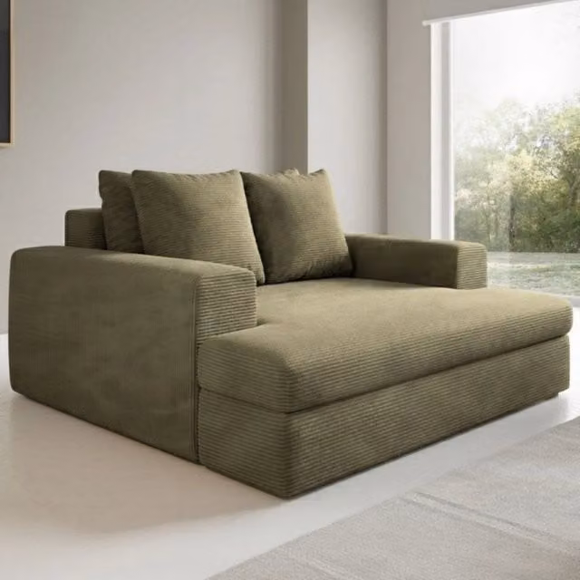 Comazzo Divano Moderno 2 Posti con Cuscini Sfoderabili in Tessuto Verde, L: 162 cm, P: 167 cm, H: 86 cm