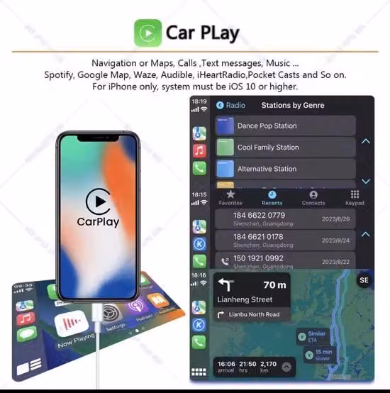 Adattatore CarlinKit 2Air per CarPlay e Android Auto con connessione Bluetooth e tecnologia Plug-and-play, colore nero