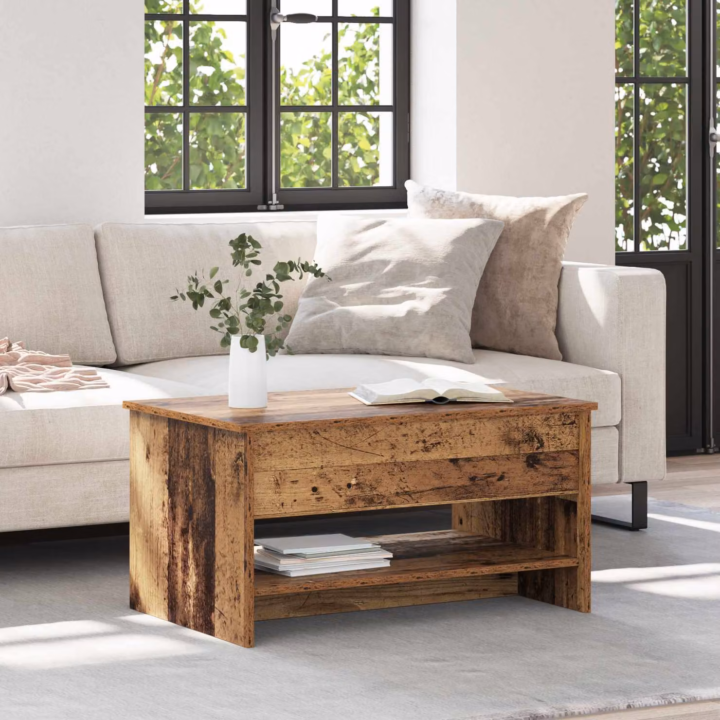 vidaXL Tavolino da salotto moderno in legno marrone L: 80 cm, P: 50 cm, H: 41,5 cm