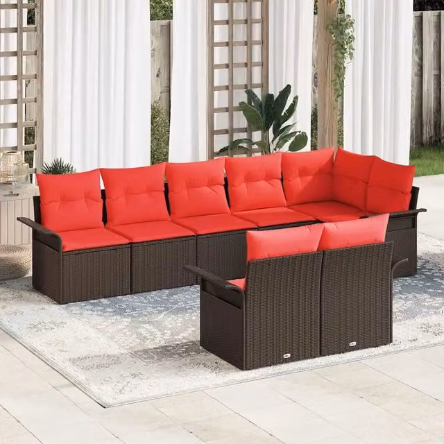 Set Divano da Giardino 8 pz Marrone polyrattan 3345414