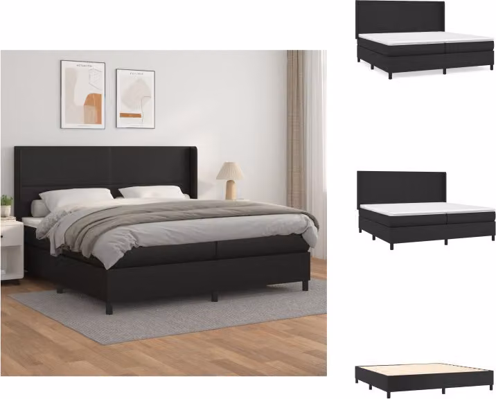 vidaXL Letto a molle con materasso nero 200x200 cm in Pelle finta - Letti e strutture letto