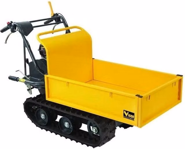 Motocarriola cingolata Vigor 59723-15 VI-CA 300 con motore 4T benzina 196 cc 4.8 kW, vasca da 165 L e carico massimo 300 kg, colore Rosso