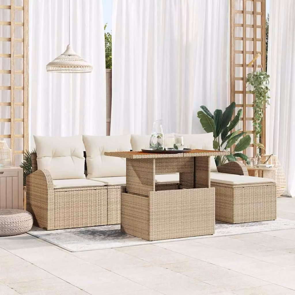 Maison Exclusive - Set da giardino composto da 6 pezzi. Colore: beige e crema