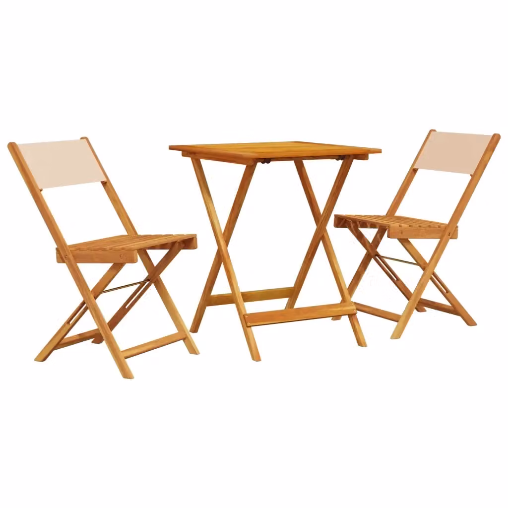 Set da Bistrot vidaXL 3 Pezzi in Legno di Acacia Olio Beige per Giardino e Balcone – 2