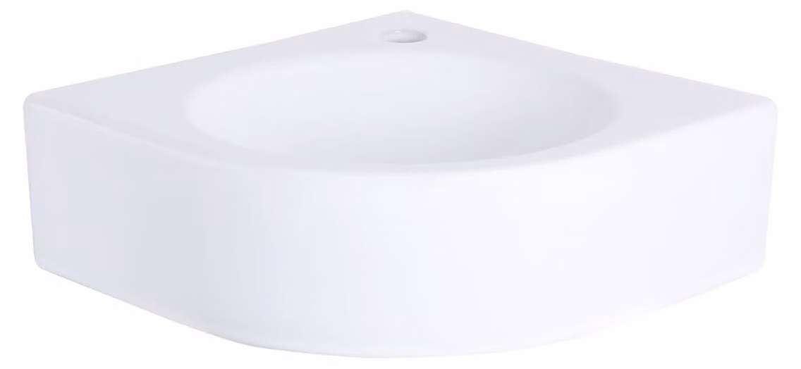 Lavabo Cleo - Lavabo da appoggio angolare con foro per rubinetto - Lavabo in Vetroceramica salvaspazio per piano lavabo o mobile sottolavabo - 30 x 30 x 10 cm - Bianco
