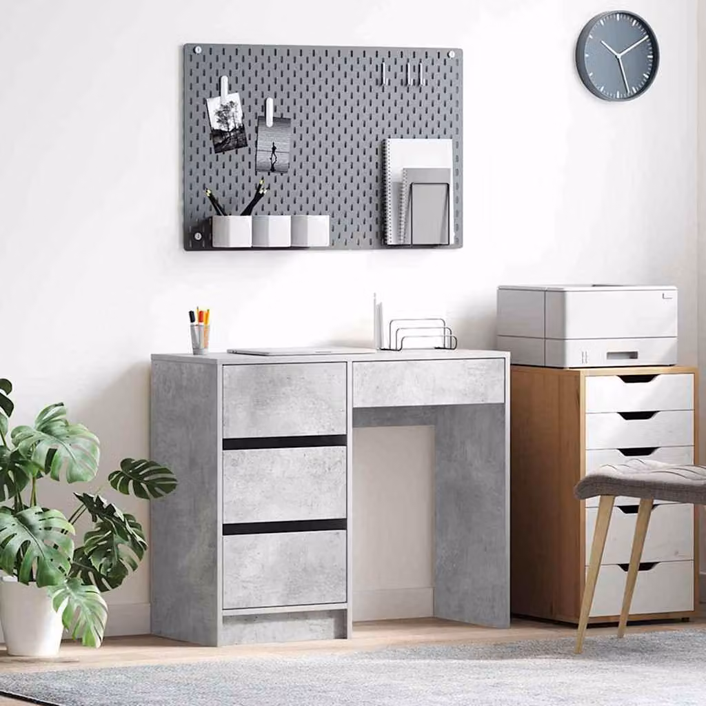 Maison Exclusive - Scrivania in cemento grigio, realizzata in materiale composito, dimensioni 90 x 37,5 x 75 cm