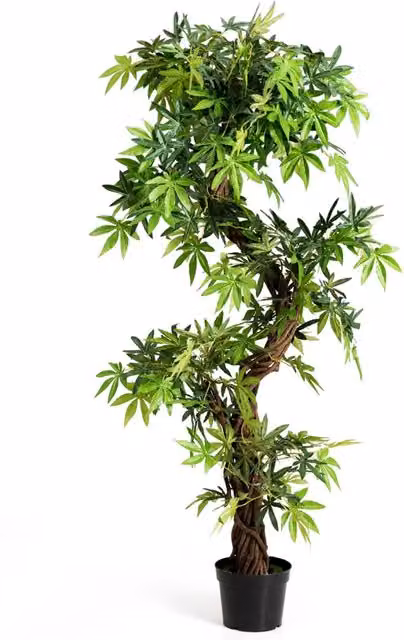 Albero artificiale verde DESIGN IN in legno e plastica con base in cemento, H 160 x L 19 x P 19 cm