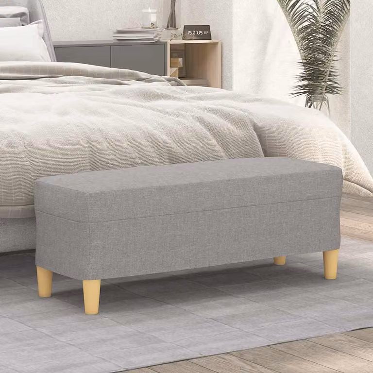 Panca vidaXL in tessuto grigio con struttura in legno per soggiorno o camera da letto L 100 cm x P 35 cm x H 41 cm
