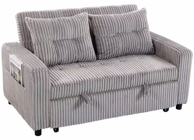 Divano letto HOMCOM, divano 2 posti, 157x190 cm, con schienale regolabile, color grigio chiaro